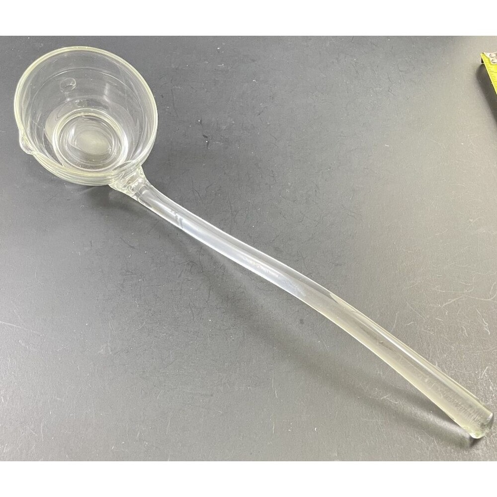 Clear Heavy Glass Punch Bowl Ladle 13" Pour Spout Bowl Lip Vintage